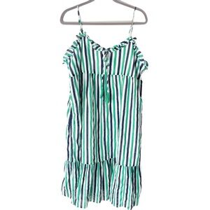 J. Crew Dress Women's XL Factory Striped Ruffle Tiered Midi Beachy AY343